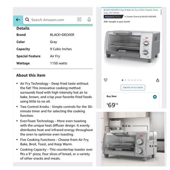 BLACK+DECKER 3 in 1 Toaster Oven & Random Kitchen Utensils - Picture 6 of 14